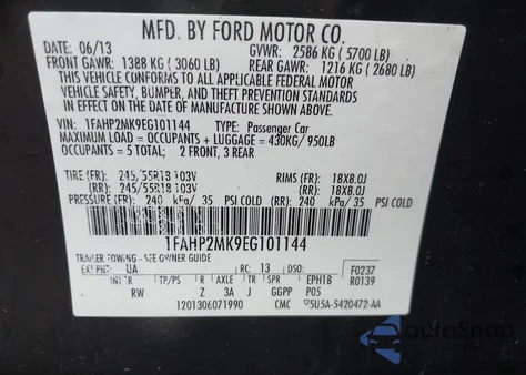 2014 Ford Police Interceptor from USA, damaged, VIN 1FAHP2MK9EG101144